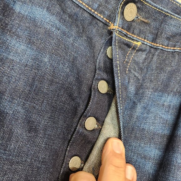 Men's 501 Button Fly Levi's Jeans Dark Wash Size 44 x 30 - Picture 5 of 12